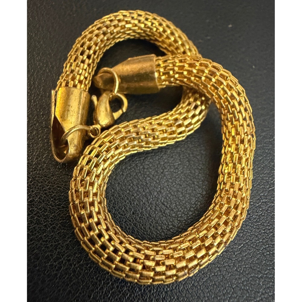 Vintage Mesh Chain Bracelet Gold Tone